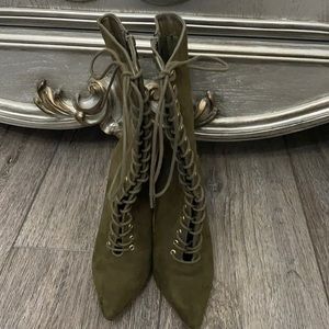 Green suede boots